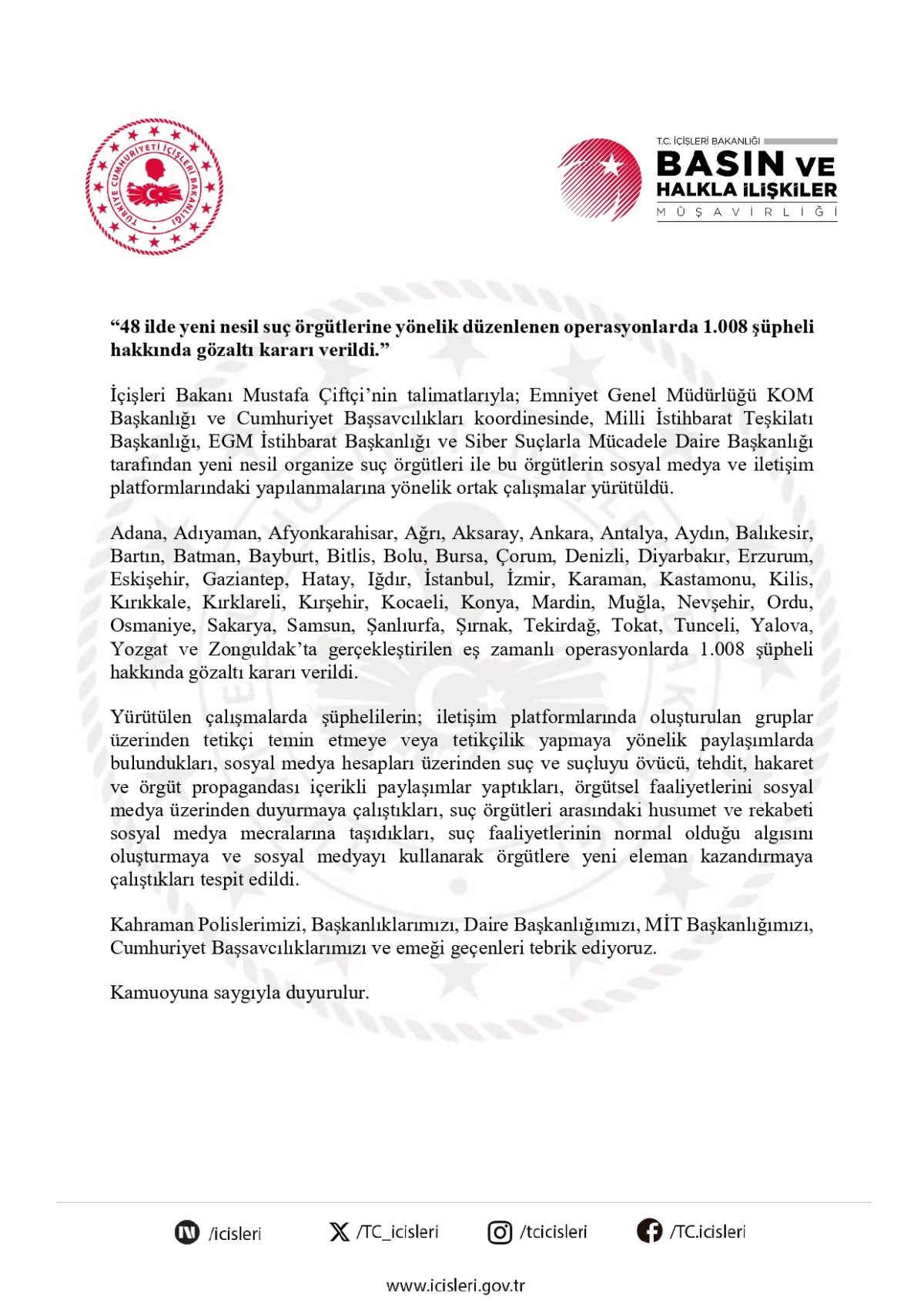 Yeni Nesil Suç Örgütlerine Büyük Operasyon: 48 İlde Bin Gözaltı Kararı