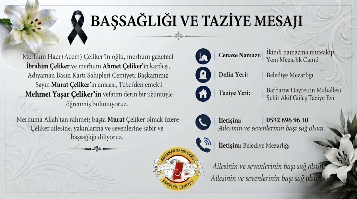 Murat Çeliker’in Amcası Mehmet Yaşar Çeliker Hayatını Kaybetti