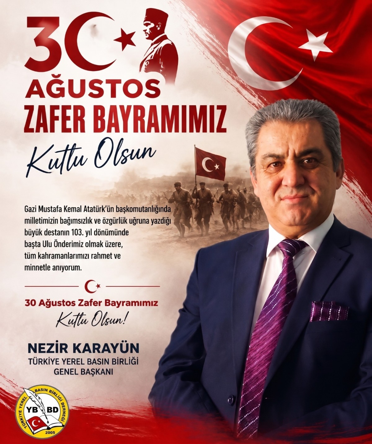 TYBB Genel Başkanı Nezir Karayün’den 30 Ağustos Zafer Bayramı mesajı