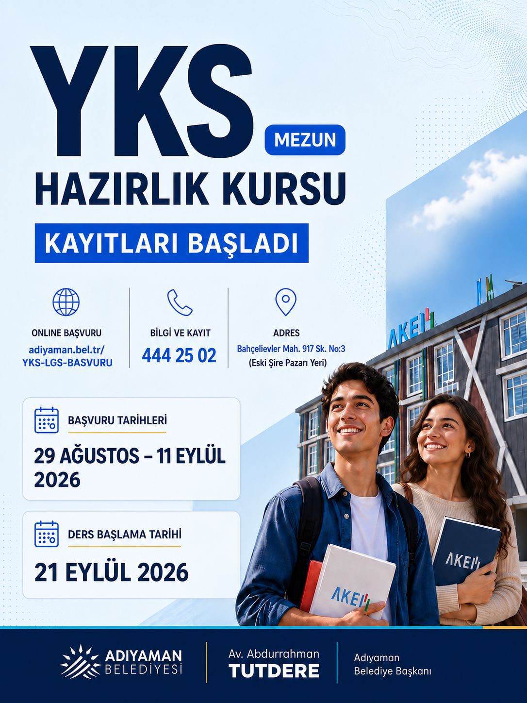 Adıyaman Belediyesi’nin YKS Hazırlık Kursları’nda Kayıtlar Başladı